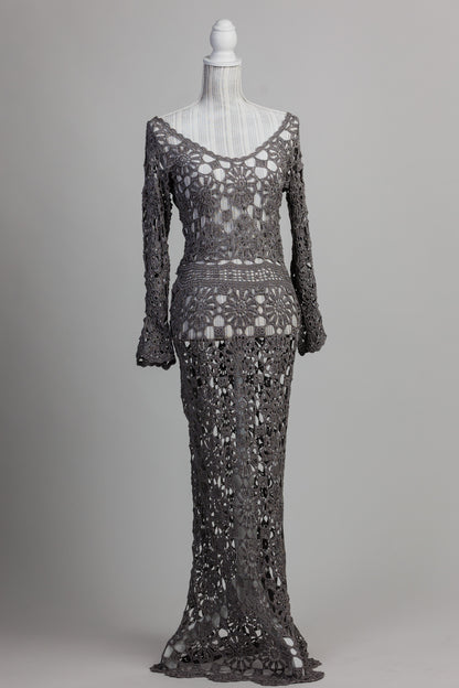 LIVIA Crochet Dress - Graphite